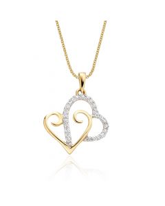 Heart 2 Diamond Heart Pendant 0.12ct Diamond 9K Yellow Gold