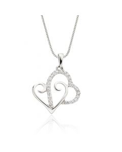 Heart 2 Diamond Heart Pendant 0.12ct Diamond 9K White Gold