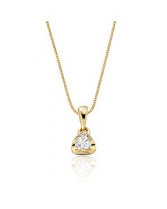 Solitaire 0.20ct Tension Set Round Diamond Pendant In 9K Yellow Gold