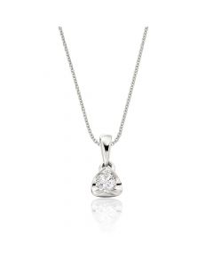 Solitaire 0.20ct Tension Set Round Diamond Pendant In 18K White Gold
