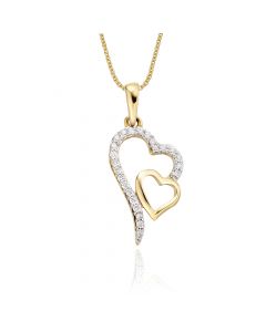 Interlocking Diamond Heart Pendant 0.12ct Diamond 9K Yellow Gold
