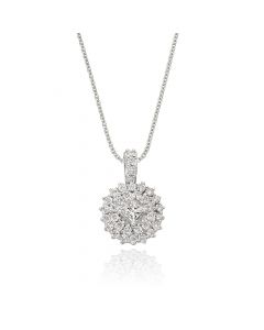 Round 0.30ct Cluster Diamond Pendant In 9K White Gold