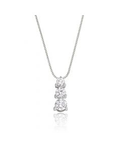 Graduating 3 Diamond 0.30ct Pendant In 18K White Gold
