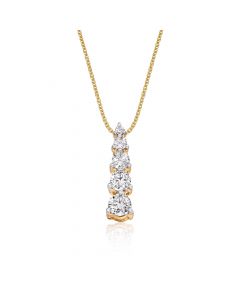 Graduating 5 Diamond 0.40ct Pendant In 9K Yellow Gold