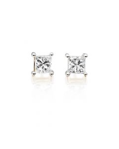 Diamond Stud Earrings 0.10ct Square Princess Diamond 9K Yellow Gold