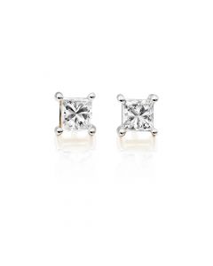 Diamond Stud Earrings 0.20ct Square Princess Diamond 18K Yellow Gold