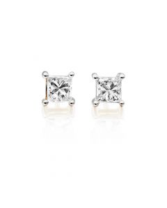 Diamond Stud Earrings 0.30ct Square Princess Diamond 9K Yellow Gold