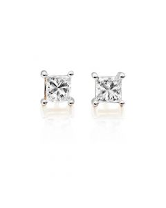 Diamond Stud Earrings 0.40ct Square Princess Diamond 18K Yellow Gold