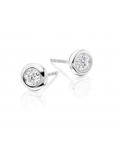 Diamond Stud Earrings 0.40ct Bezel Set Studs 18K White Gold-G/HSI