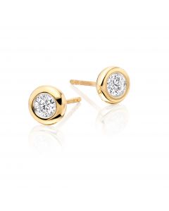 Diamond Stud Earrings 0.40ct Bezel Set Studs 18K Yellow Gold-G/HSI