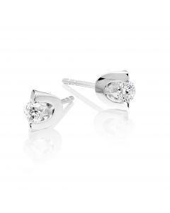 Diamond Stud Earrings 0.30ct 2 Claw Studs 18K White Gold-G/HSI