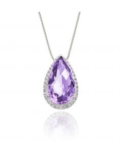 3.60ct Amethyst With 0.17ct Diamond Pendant In 9K White Gold