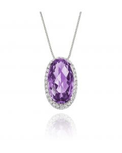 4.15ct Amethyst With 0.16ct Diamond Pendant In 9K White Gold