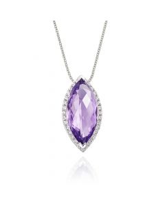 3.00ct Amethyst With 0.16ct Diamond Pendant In 9K White Gold