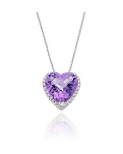 3.35ct Amethyst With 0.15ct Diamond Pendant In 9K White Gold