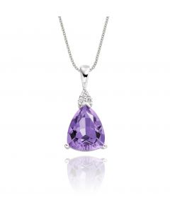 2.35ct Amethyst With 0.05ct Diamond Pendant In 9K White Gold