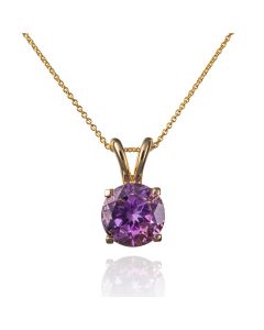 1.60ct Solitaire Amethyst Pendant Necklace In 9K Yellow Gold