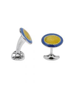 Deakin & Francis Sterling Silver Oval Cufflinks With Yellow Enamel