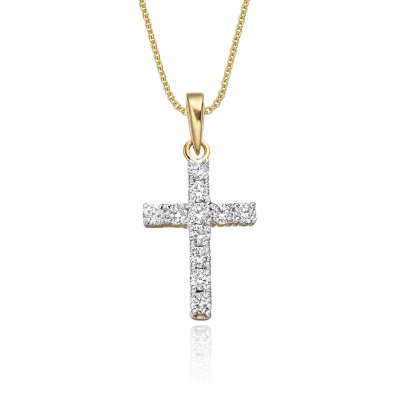 Miracle Diamond Cross Pendant 0.32ct In 9K Yellow Gold
