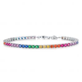 Rainbow gemstone tennis bracelet on sale