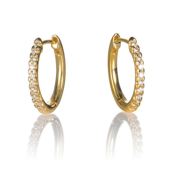 Oval Diamond Hoop Earrings 0.20ct Diamond Hoops 9K Yellow Gold