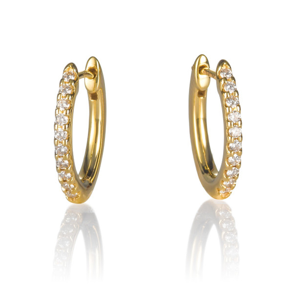 Oval Diamond Hoop Earrings 0.30ct Diamond Hoops 9K Yellow Gold