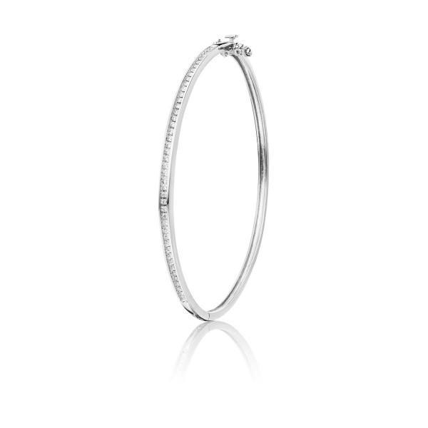 Channel Set 0.40ct Diamond Bangle In 18K White Gold