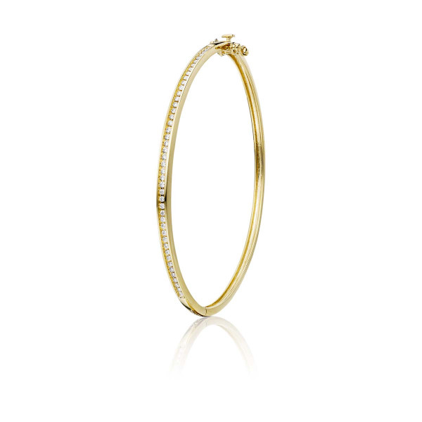 Channel Set 0.40ct Diamond Bangle In 18K Yellow Gold