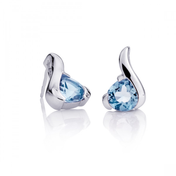 Blue Topaz Pear Shaped Earrings in Sterling Silver