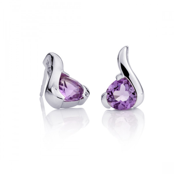 Amethyst Pear Shaped Earrings in Sterling Silver