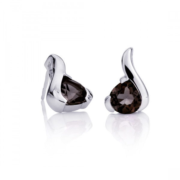 Smoky Quartz Pear Shaped Earrings in Sterling Silver