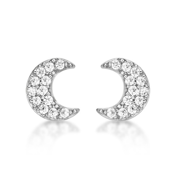 Sterling Silver Moon Earrings with Cubic Zirconia