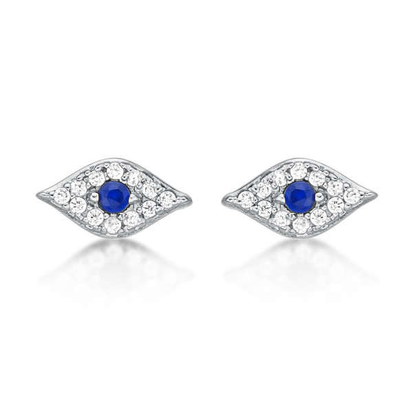 Sterling Silver Evil Eye Earrings with Cubic Zirconia
