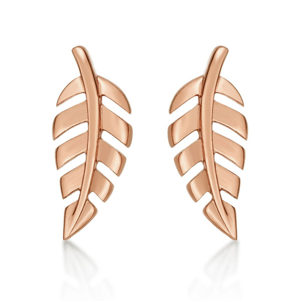Rose Gold Plated Sterling Silver Feather Earrings