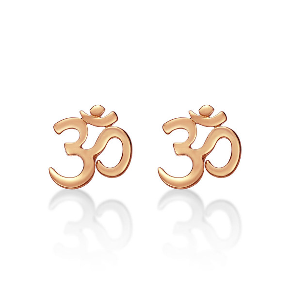 Rose Gold Plated Sterling Silver OM Earrings