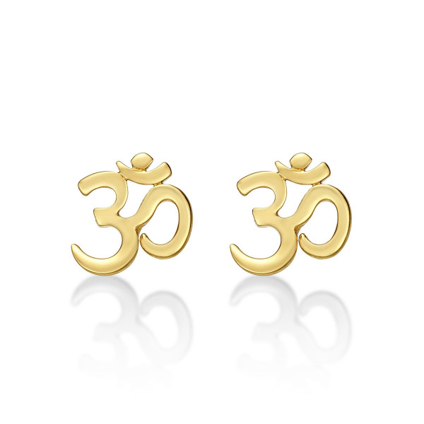 Yellow Gold Plated Sterling Silver OM Earrings
