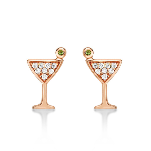 Rose Gold Plated Sterling Silver Cocktail Earrings with Cubic Zirconia