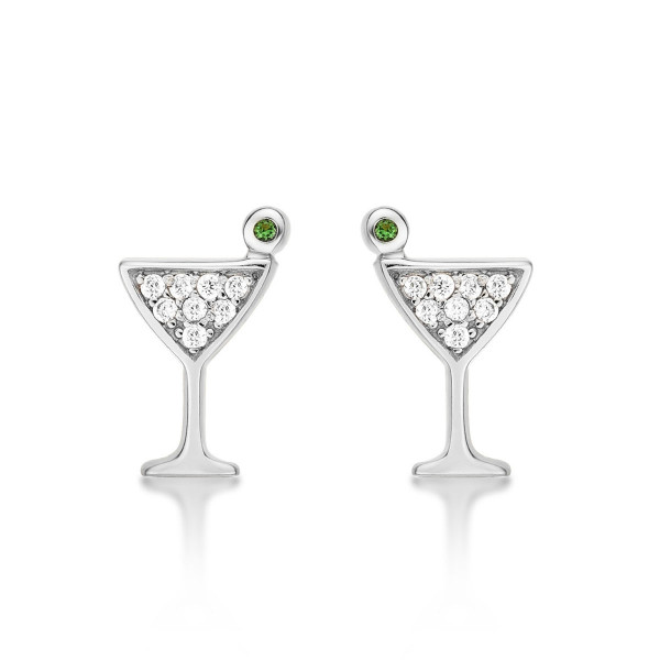 Sterling Silver Cocktail Glass Earrings with Cubic Zirconia