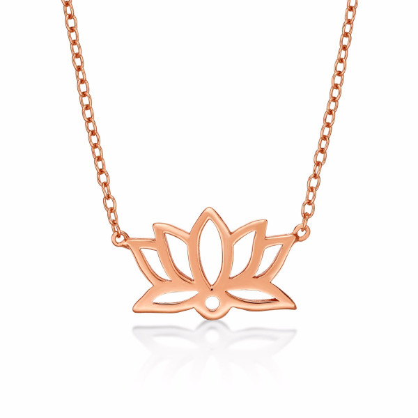 Rose Gold Plated Sterling Silver LOTUS Pendant Necklace