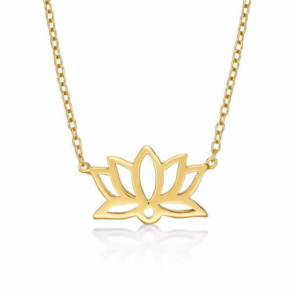 Yellow Gold Plated Sterling Silver LOTUS Pendant Necklace