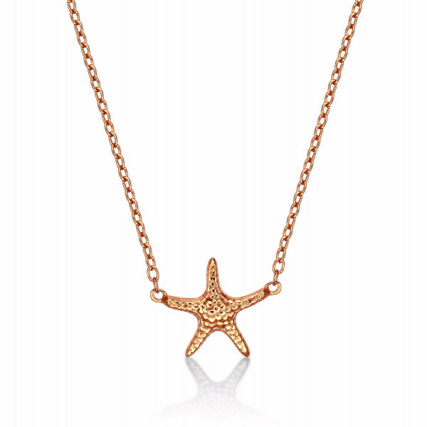 Rose Gold Plated Sterling Silver Starfish Pendant Necklace
