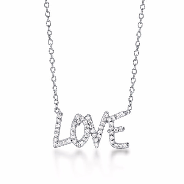 Sterling Silver LOVE Pendant Necklace