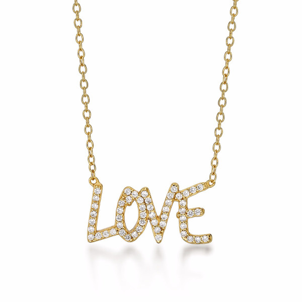 Gold Plated Sterling Silver LOVE Pendant Necklace