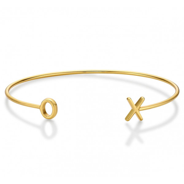 Yellow Gold Plated XO (Hugs & Kisses) Sterling Silver Bangle