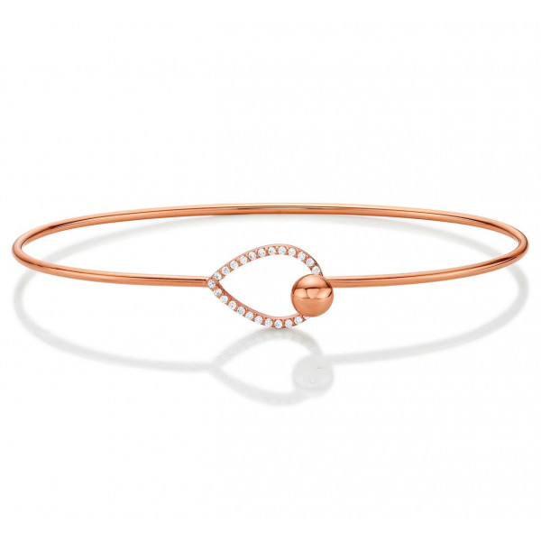 Rose Gold Plated Elegant Sterling Silver Bangle with Cubic Zirconia