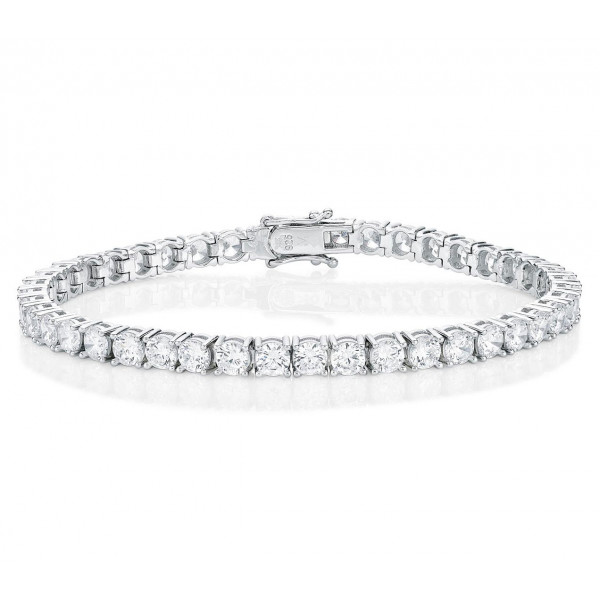 Sterling Silver Tennis Bracelet with 4mm Sparkling Cubic Zirconia