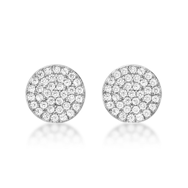 Sterling Silver Diamante Disc Earrings with Cubic Zirconia