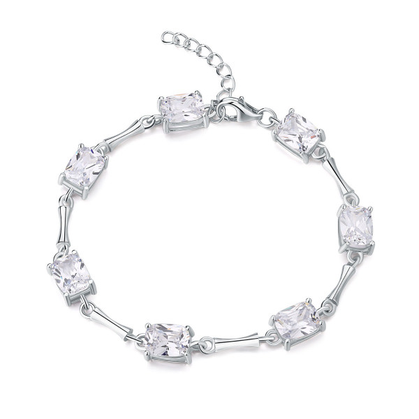 Sterling Silver Bracelet for Women Radiant Cut White Cubic Zirconia