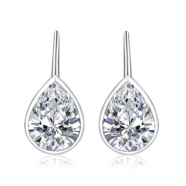 Sterling Silver Cubic Zirconia Leverback Drop Earrings