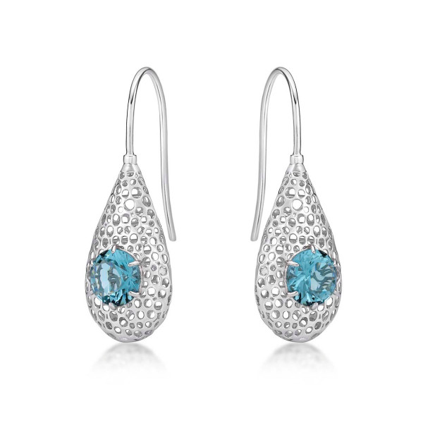 Cocoon Sterling Silver Drop Earrings, Sky Blue Cubic Zirconia